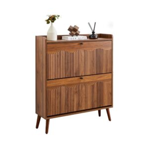 Fluted Flip Drawer Shoe Cabinet