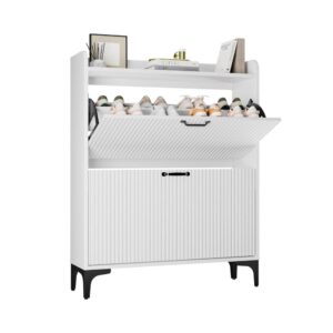 Narrow Fluted Shoe Storage Cabinet