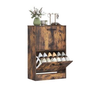 Rustic Brown Slim Shoe Cabinet