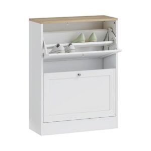 White Flip Slim Shoe Cabinet