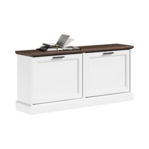 Slim White Shoe Bench Storage
