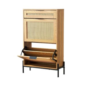 Slim Rattan Shoe Cabinet Storage