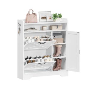 Slim Flip Shoe Cabinet with Drawer
