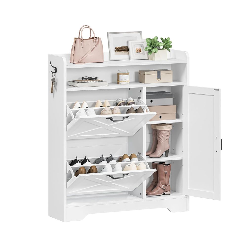 Slim Flip Shoe Cabinet with Drawer