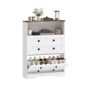 Slim Farmhouse Shoe Storage Cabinet