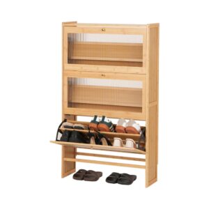 Slim Rattan Flip Shoe Cabinet