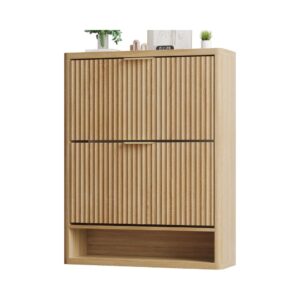 Fluted Narrow Shoe Cabinet Organizer
