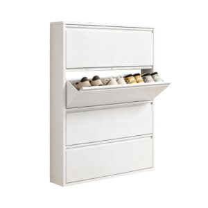 4-Drawer Slim Wall-Mounted Flip Shoe Cabinet