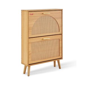 Rattan Flip Door Shoe Cabinet