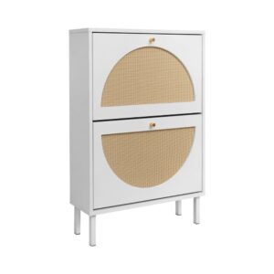 Slim Rattan Shoe Storage Cabinet