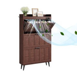 Walnut Flip Drawer Shoe Cabinet