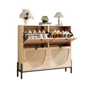 Rattan Flip Drawer Shoe Cabinet