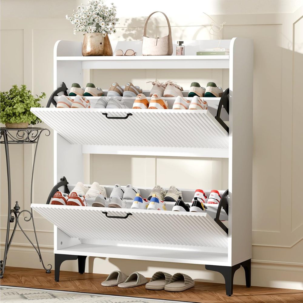 Narrow Fluted Shoe Storage Cabinet - Image 4
