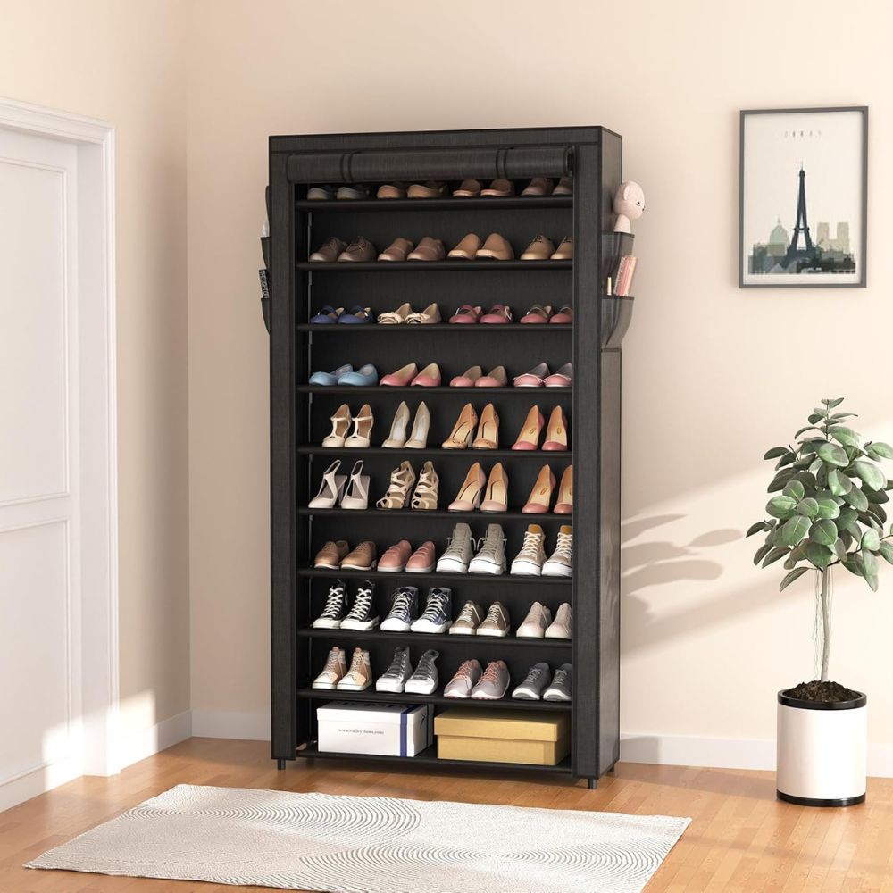 10-Tier Covered Shoe Storage Rack Organizer - Image 3