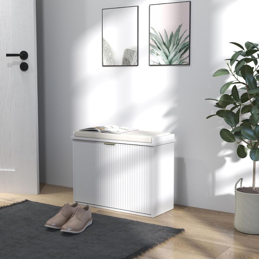 Narrow Entryway Shoe Bench Cabinet - Image 3