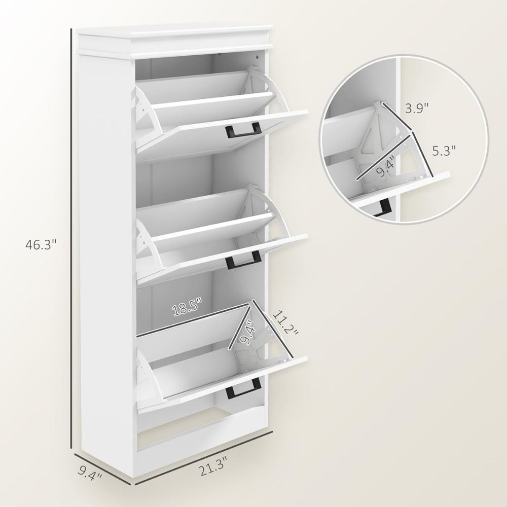 Slim Modern 3-Drawer Shoe Cabinet - Image 4
