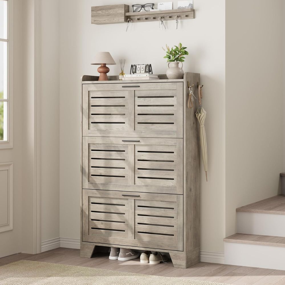 Farmhouse Slim Shoe Storage Cabinet - Image 4