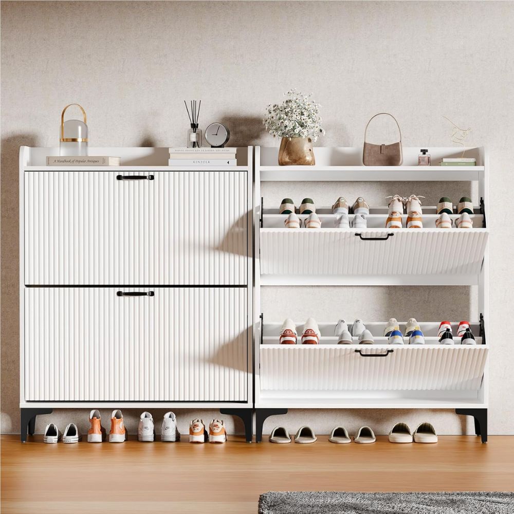 Narrow Fluted Shoe Storage Cabinet - Image 3