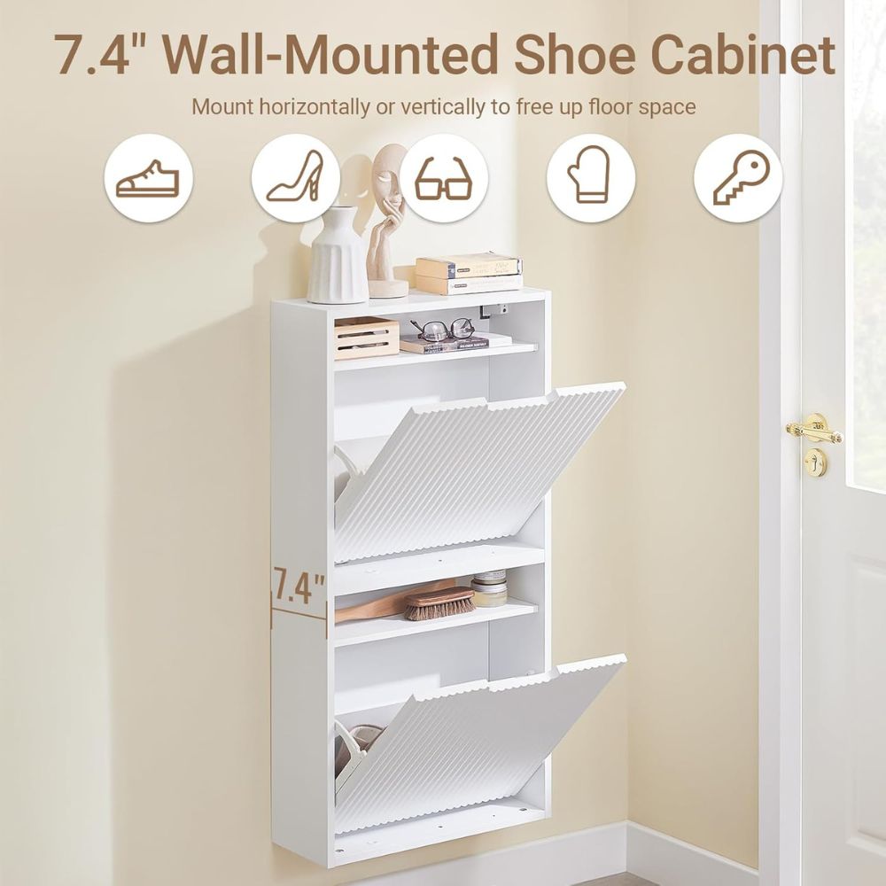Slim Wall Mounted Shoe Cabinet - Image 2