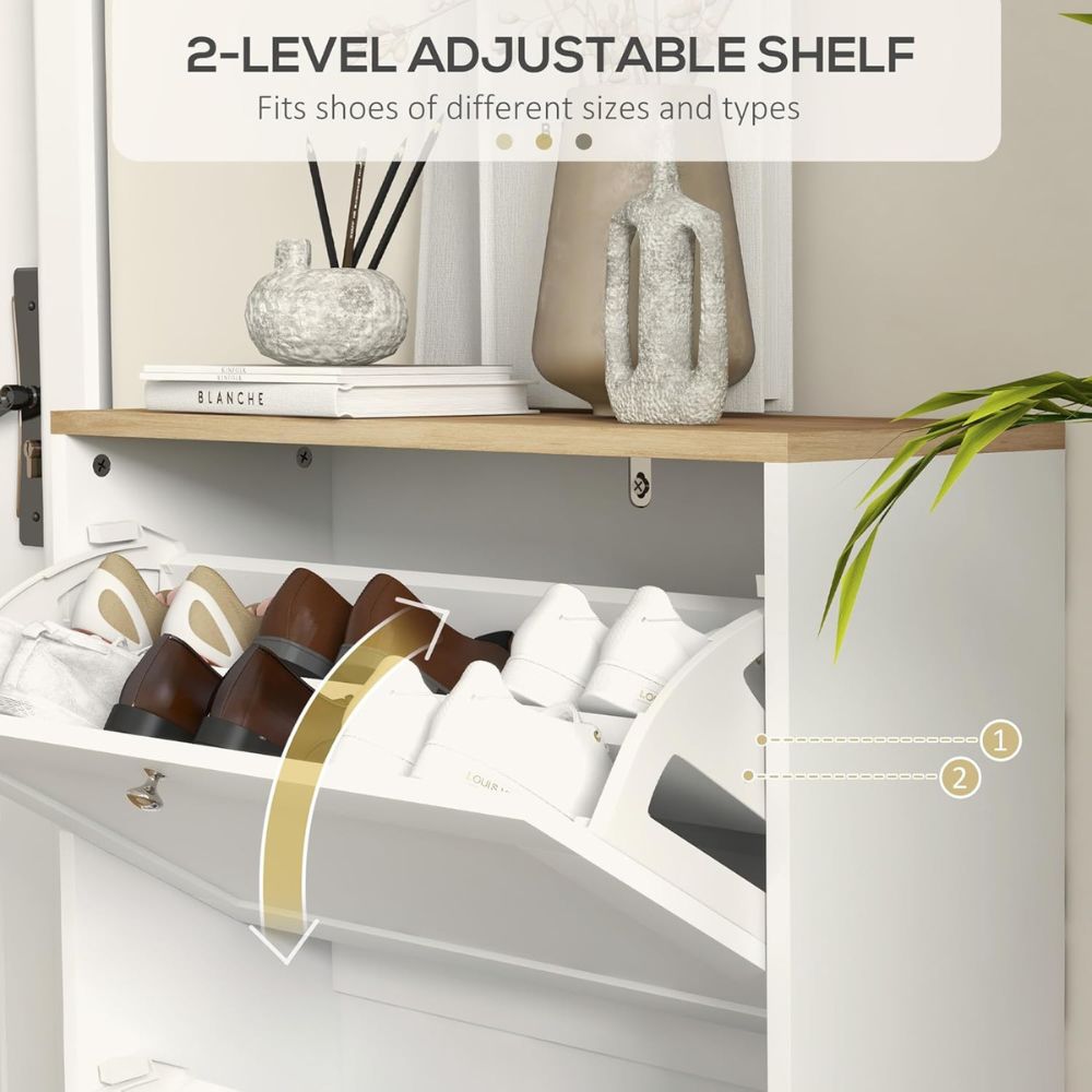White Flip Slim Shoe Cabinet - Image 3