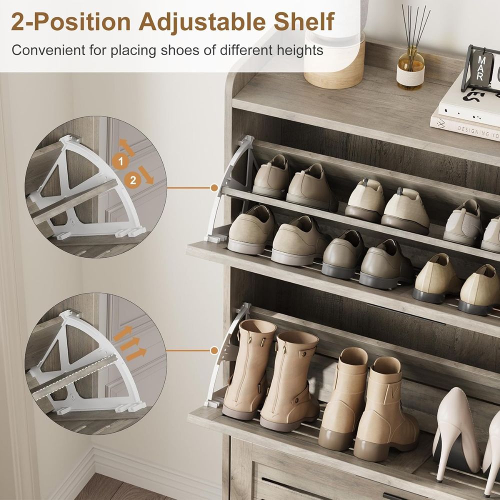 Farmhouse Slim Shoe Storage Cabinet - Image 3