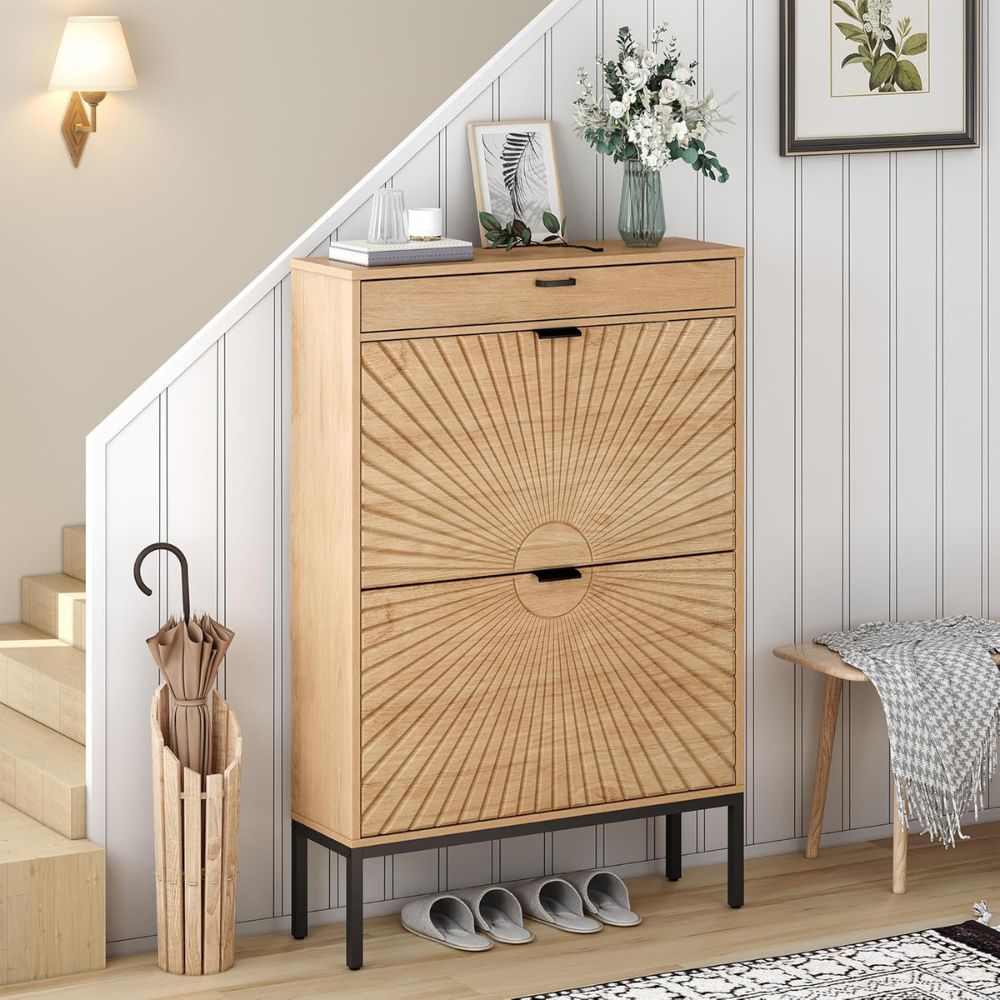 Sun Pattern Slim Shoe Cabinet - Image 3