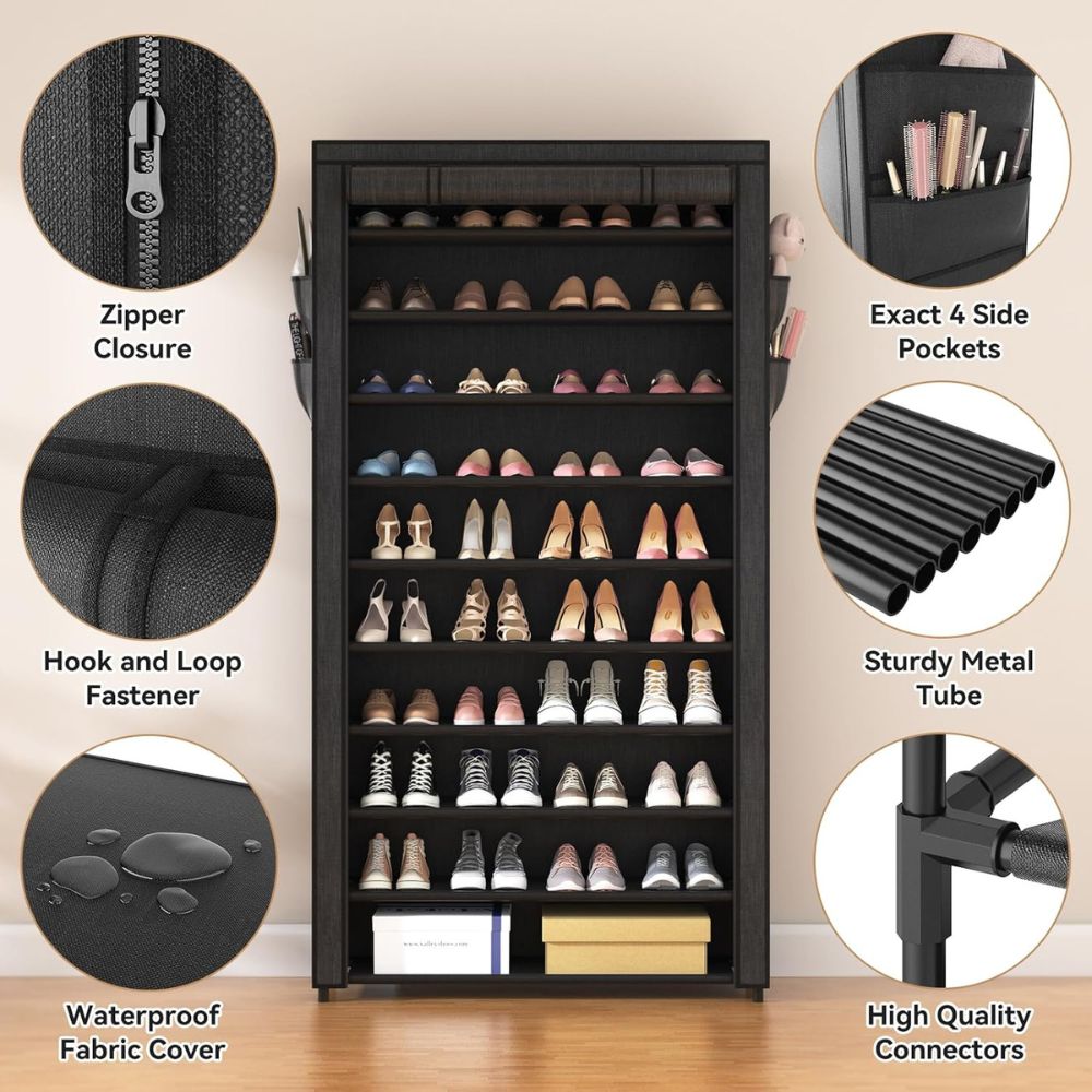 10-Tier Covered Shoe Storage Rack Organizer - Image 4