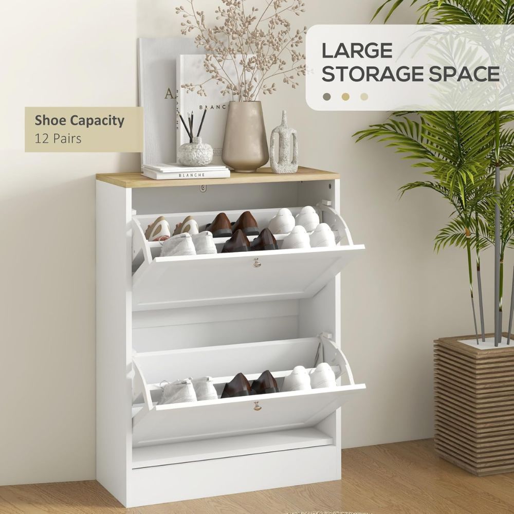 White Flip Slim Shoe Cabinet - Image 4