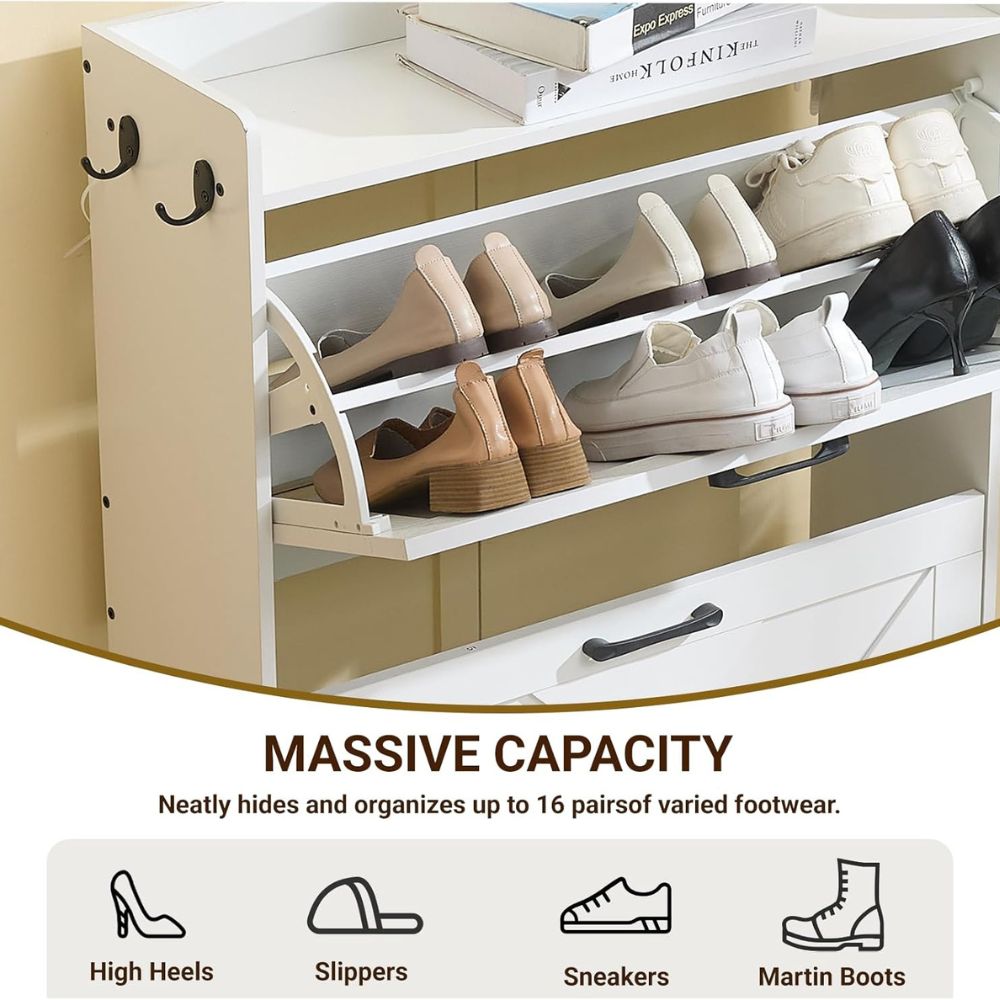 Narrow Flip Drawer Shoe Cabinet - Image 2