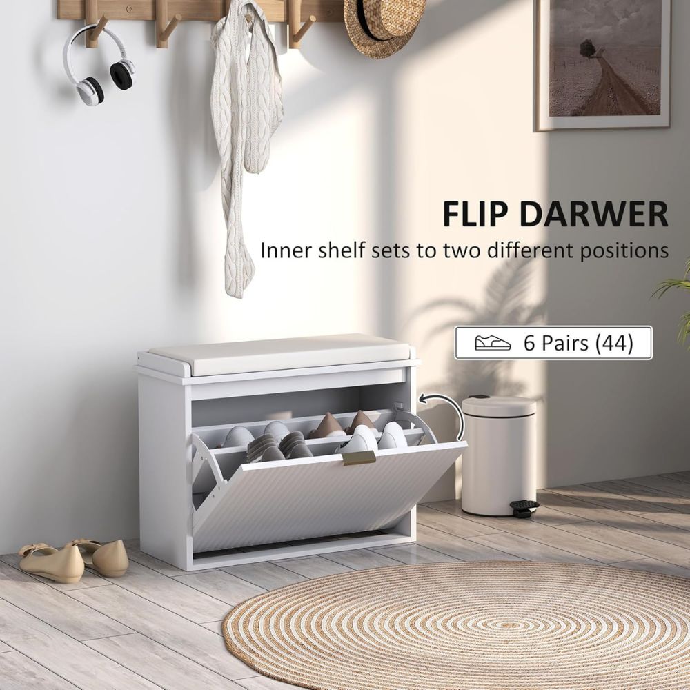 Narrow Entryway Shoe Bench Cabinet - Image 4