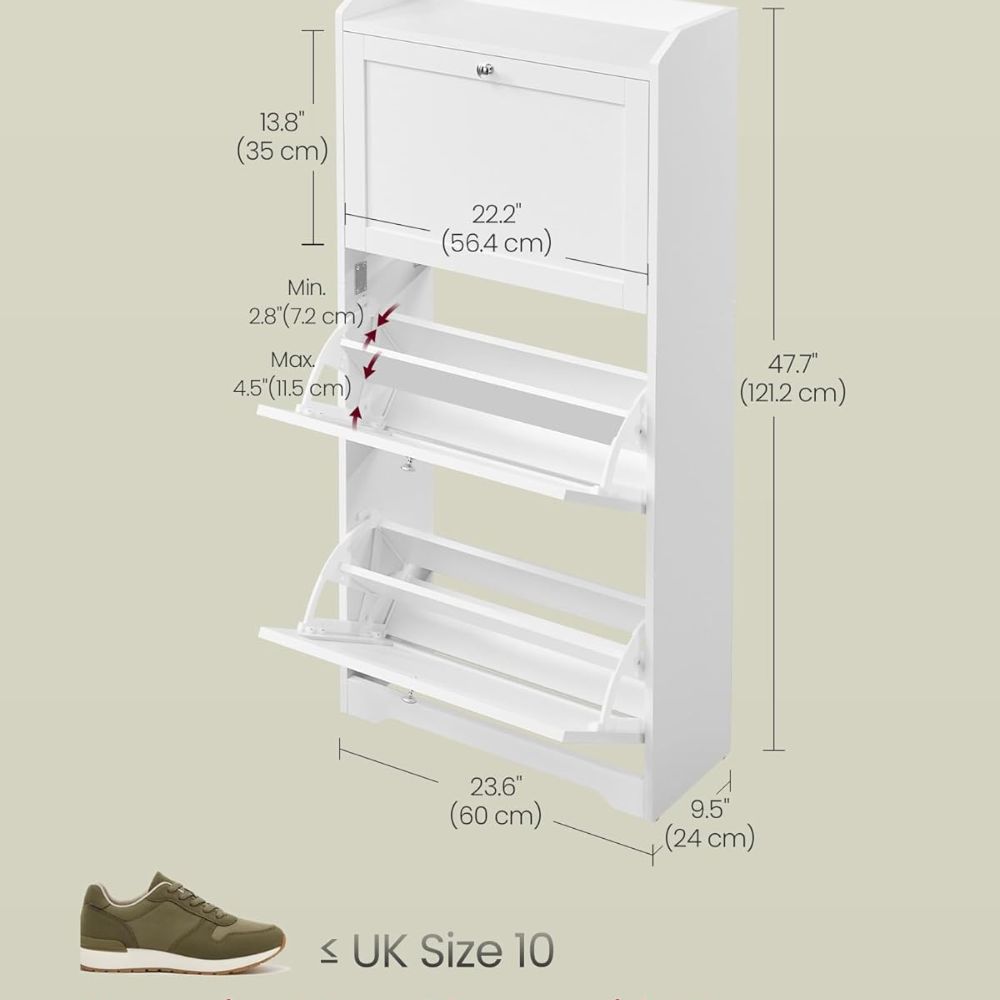 Slim 3-Drawer Shoe Cabinet - Image 4
