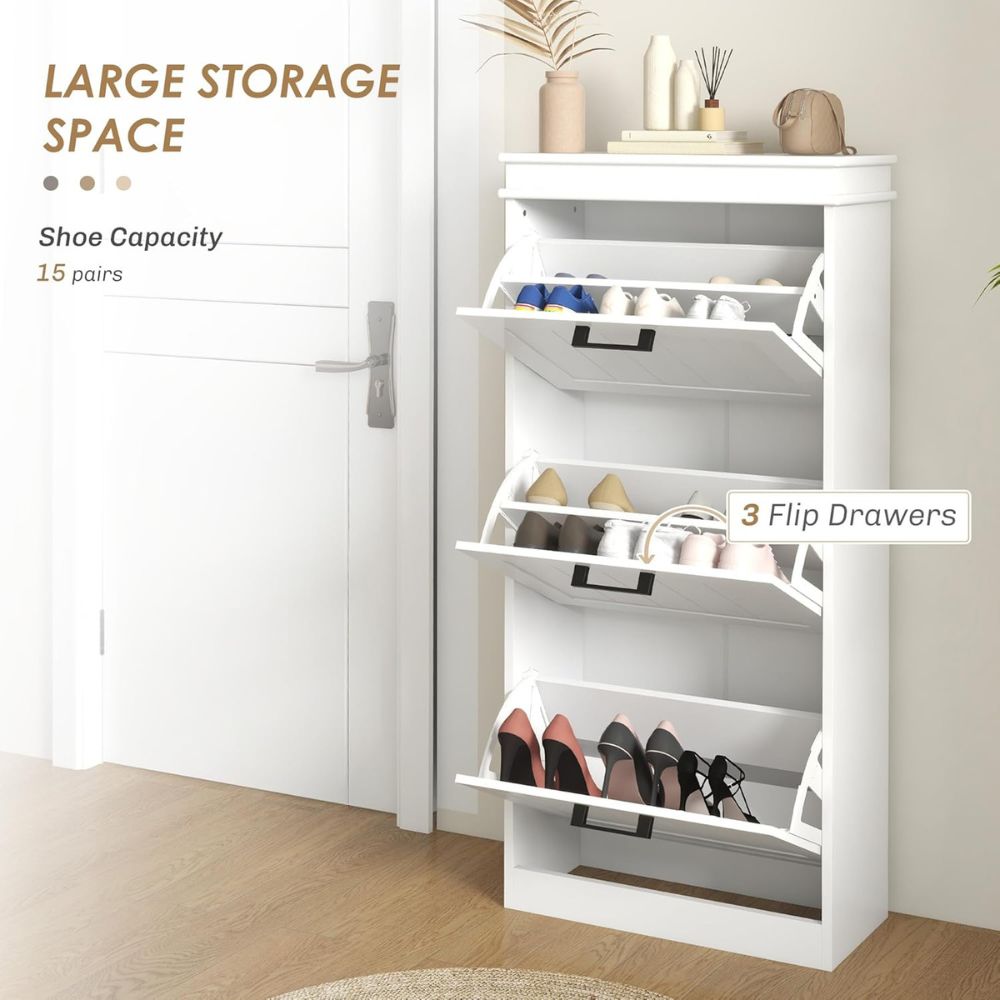 Slim Modern 3-Drawer Shoe Cabinet - Image 2