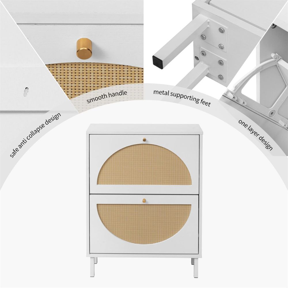 Slim Rattan Shoe Storage Cabinet - Image 4