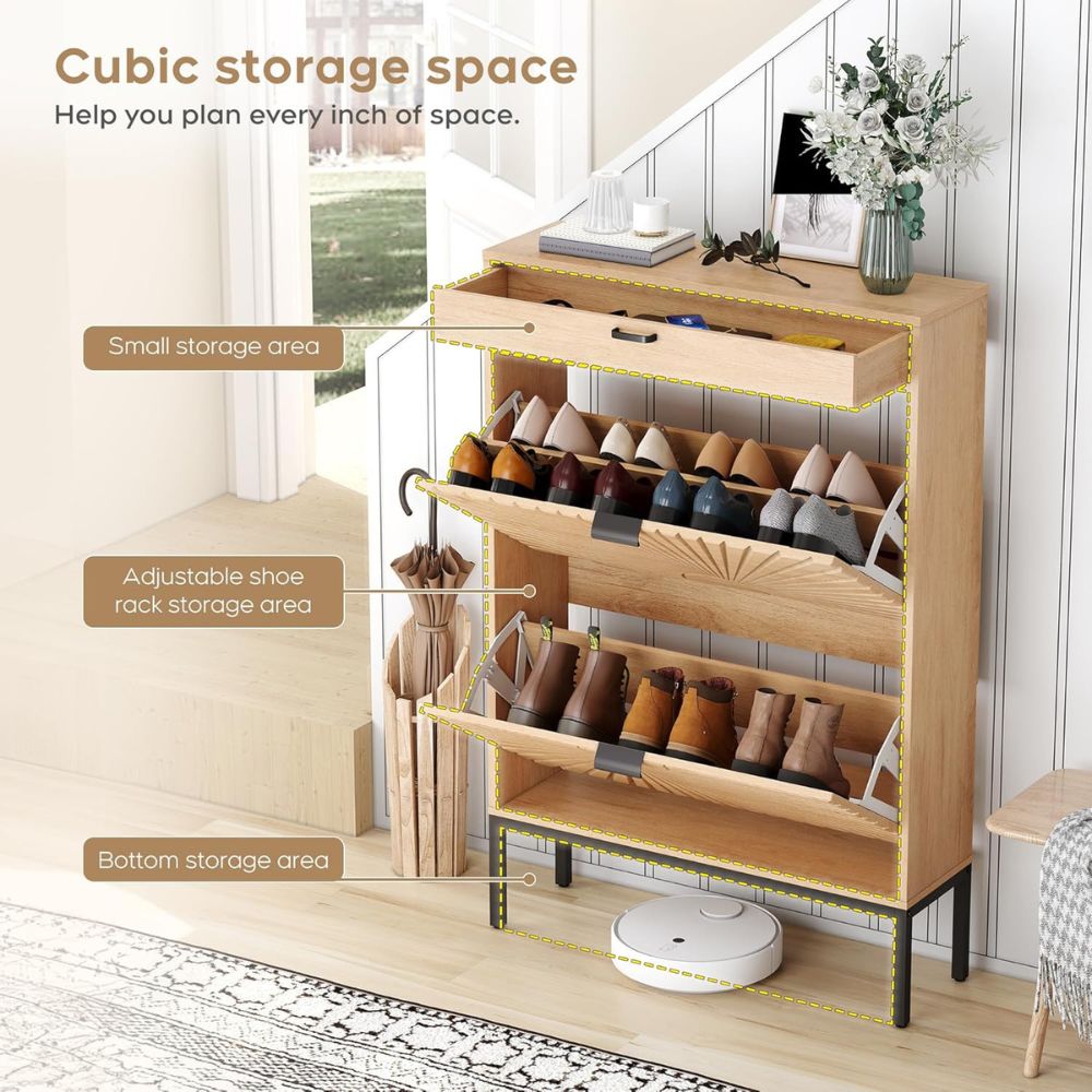 Sun Pattern Slim Shoe Cabinet - Image 4