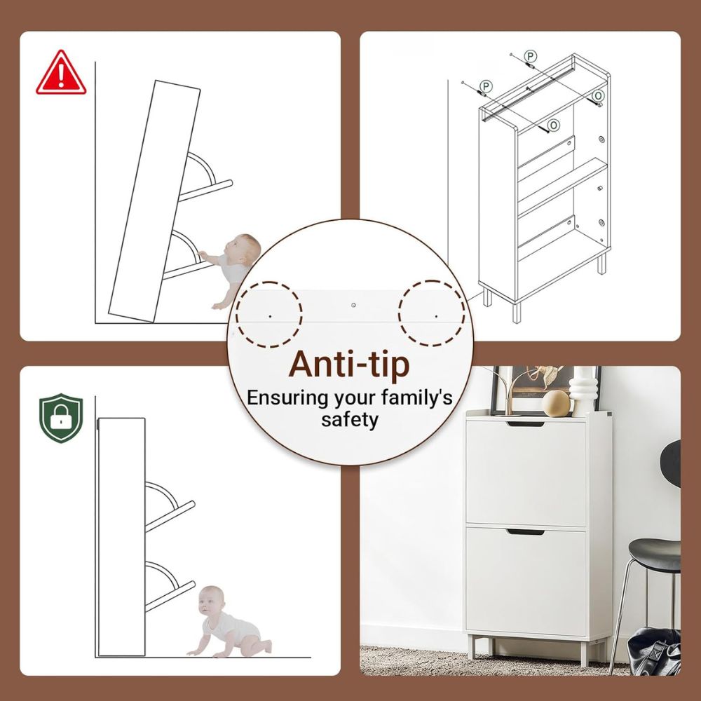 Slim Flip Drawer Shoe Cabinet - Image 2