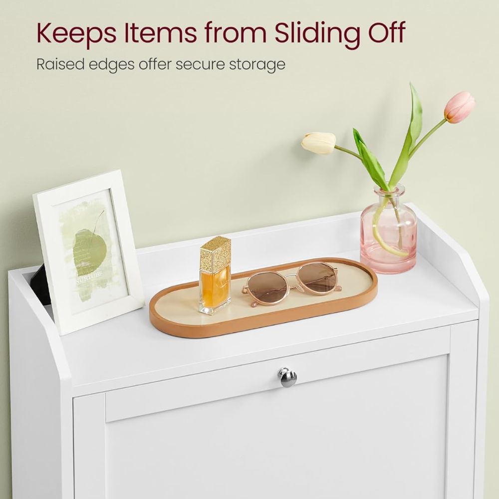White Slim Flip Drawer Shoe Cabinet - Image 4
